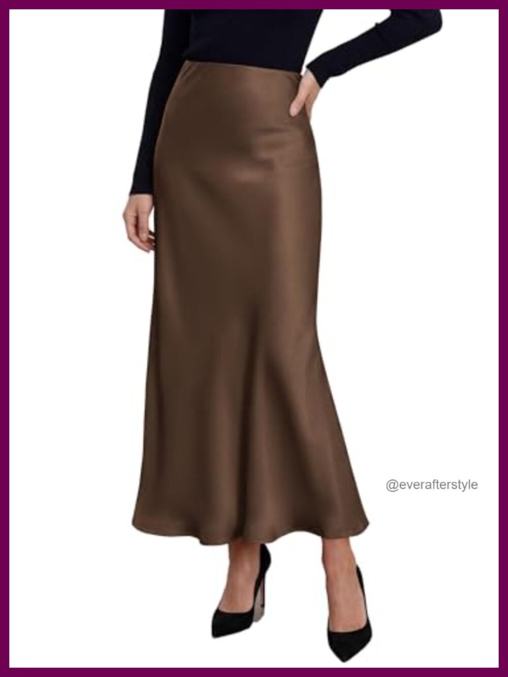 Women's Silk Satin Maxi Skirt Elastic Waist Mermaid Hem
